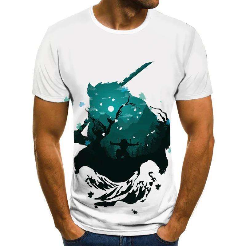 Demon Slayer 3D Print T-shirt Fashion Casual Short Sleeved Harajuku Streetwear Oversized