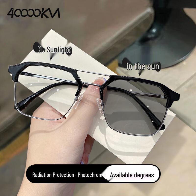 Фотохромные квадратные полуободковые очки с защитой от синего света