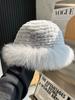 Rex Rabbit Fur Fisherman's Hat Children Autumn and Winter Warm Temperament Versatile Fox Hair Ear Protector Basin Hat Tide Shows Small Face