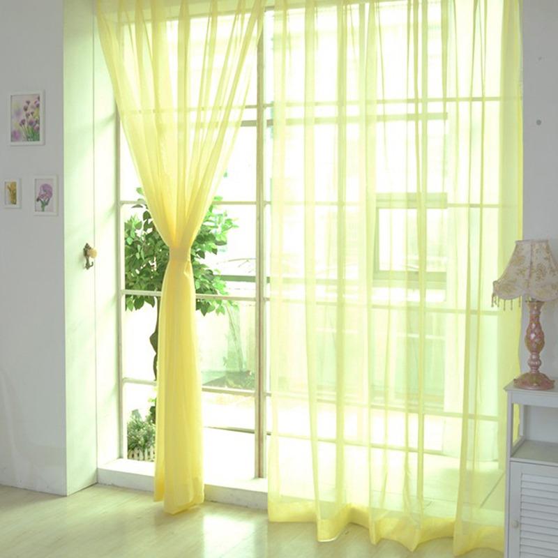 Simple Voile Solid Sheer Tulle Curtains Decoration Window Curtains Living Room The Bedroom Window Screening Panel Cortinas