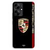 Smartphone Case - MANIACASE - Xiaomi Redmi 13C 5G - Silicone TPU - Red and Gold PORSCHE Logo - Black