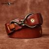 Thickened Vegetable Tanned Cowhide Belt Men's Genuine Leather Copper Hook Retro Personality Trendy Trouser Belt