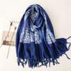 New Ethnic-Style Tie-Dye Colorized Blue-And-White Cotton And Linen Scarf Travelling Shawls For Women