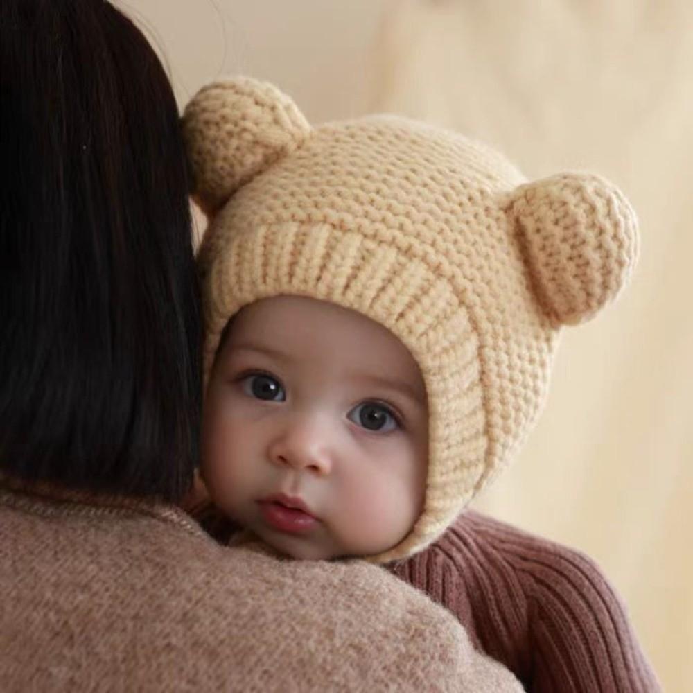 Warm Knitted Hat Windproof Beanie Hat New Ear Protection Hat  for 1-2Y
