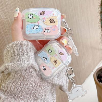 Étui Airpods 1 3 Pro 2nd 2, porte-clés chien mignon, dessin animé, boîte de chargement sans fil Bluetooth, housse antidérapante pour chiot