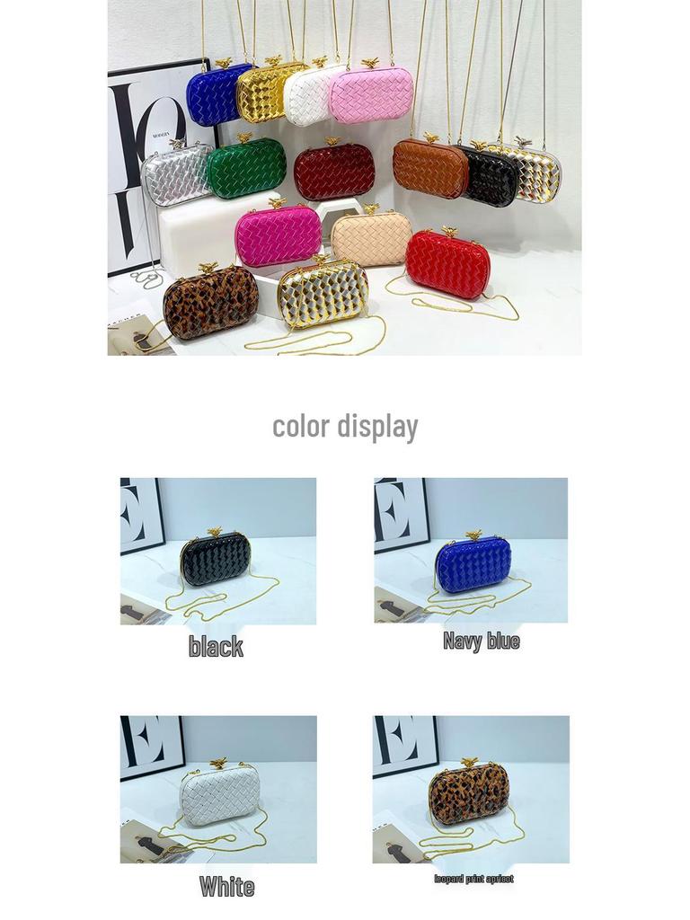Elegant Luxury Evening Woven Chain Clutch - Women's High-Style Shoulder Bag