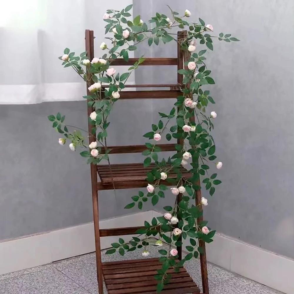 Multicolor Rose Artificial Flower Vine Silk Petals Length 180cm Simulation Flower Vine Green Leaves 54 Heads