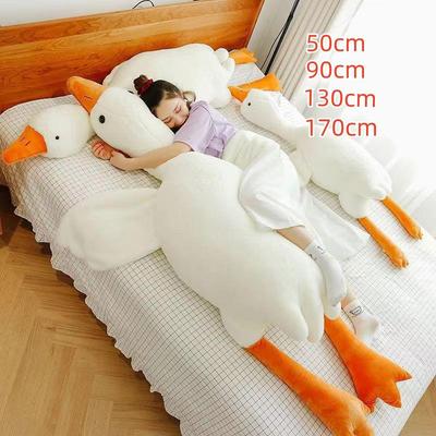 Oreiller d'échappement en peluche d'oie blanche - Jouet oreiller de poupée endormie doux