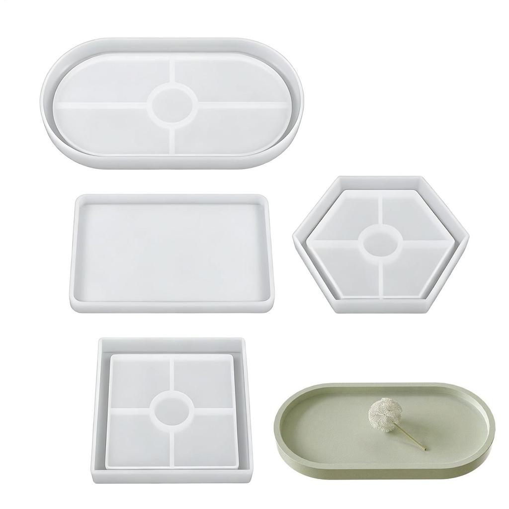 4 Stück Gießuntersetzerformen Silikonform Gießform Wiederverwendbares Untersetzer-Bastelset Gipsgießform für Büros Zuhause
