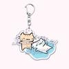 Kawaii Little Cat with Flower Keychains Strawberry Kitten Keyring for Accessories Bag Key Chain Ring Jewelry Fans Friends Gifts