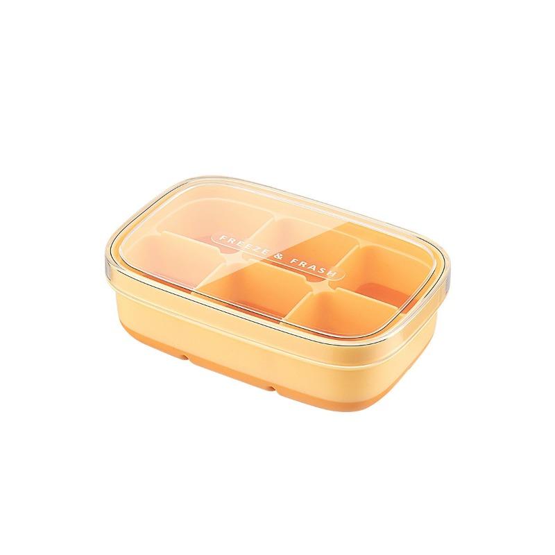 

Форма для льда с 6 сетками, большой емкости, ящик для льда для бытового морозильника, форма для льда для холодильника с морозильником и крышкой 6 grids жёлтый