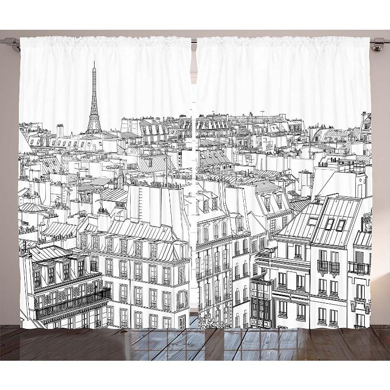 Paris Architecture Pink Window Curtains Bedroom Kitchen Curtain Panel Christmas Home Decor Curtains for Living Room