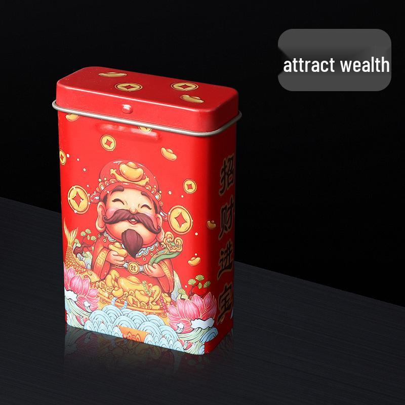 Men's 20-Capacity Tinplate Cigarette Case, Personalized Metal Hand-Rolled Holder, Multi-Pattern, Waterproof & Moisture-Proof.