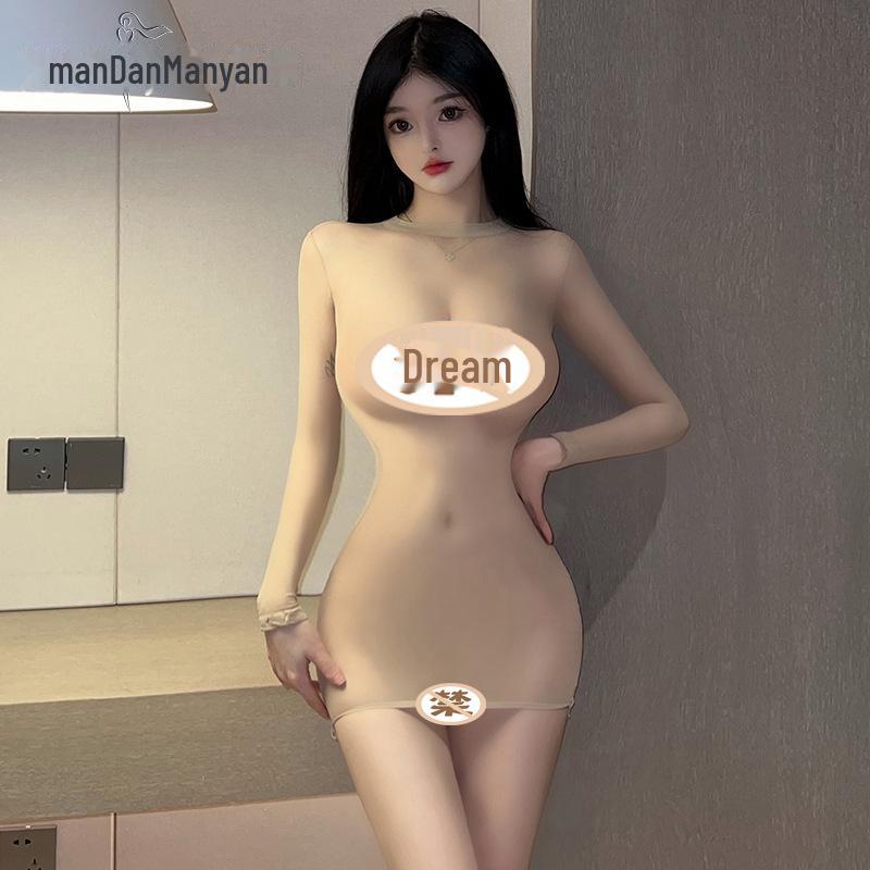 "Manyan Sexy Long-Sleeved See-Through Lingerie Set with Stockings"