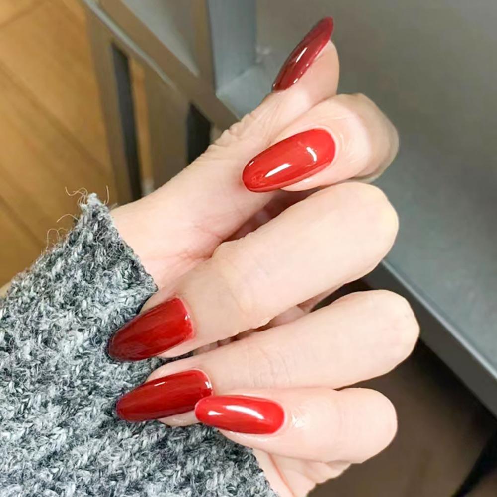 

Waterproof Long Trapezoidal Shape Almond Fake Nails Wearable Manicure Full Cover Press on Nails False Nail Women