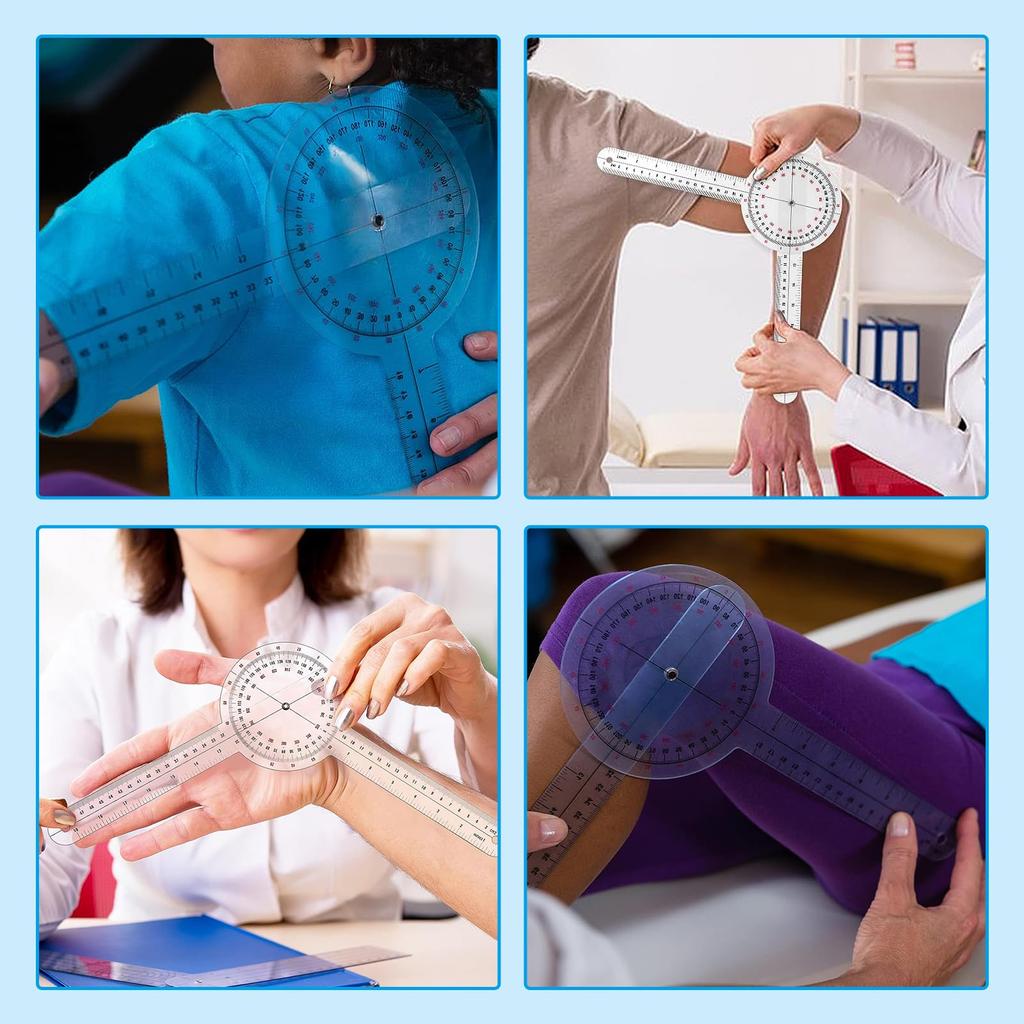 Coollooda Clear Plastic Angle 360 Degree 3-Piece Goniometer, Meter, Ruler, Protractor,