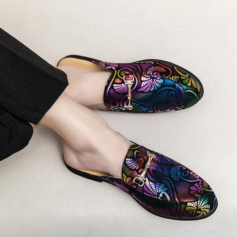 Mode Neue Herrenschuhe Schwarz Herren Halbschuhe Hochwertiges Leder Freizeitschuhe Baotou Leder Slipper Leichte Ballerinas Sandalen