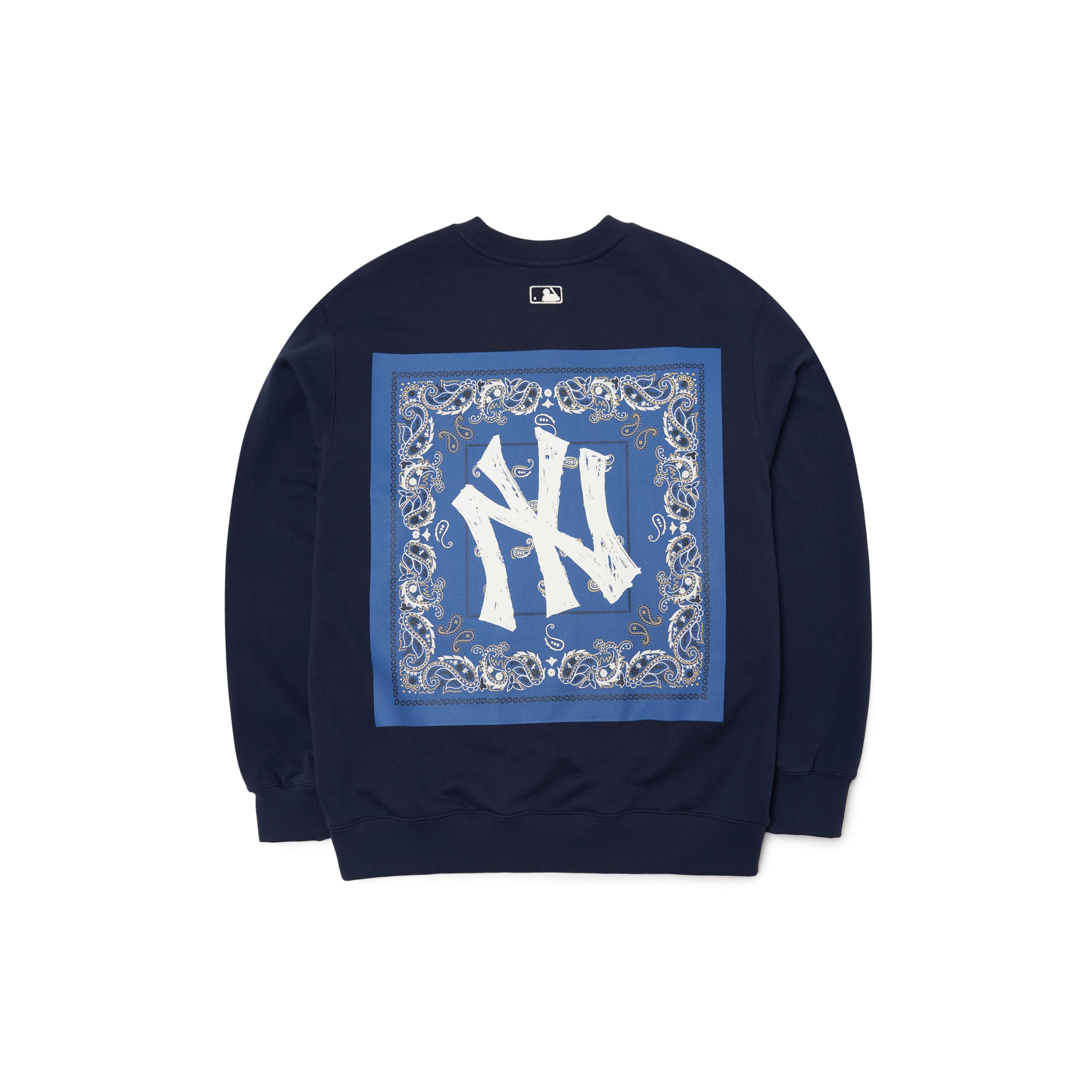 MLB Cashew Flower Sweatshirts Unisex Dark Marine Blue Crew Neck Moderate Other 3AMT53014-50NYD XS