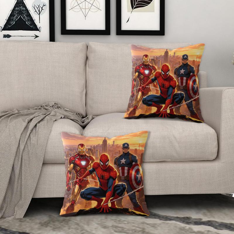 Marvel Superhero Printed Square Throw Pillow, Soft Microfiber Cushion For Bedroom Sofa Living Room