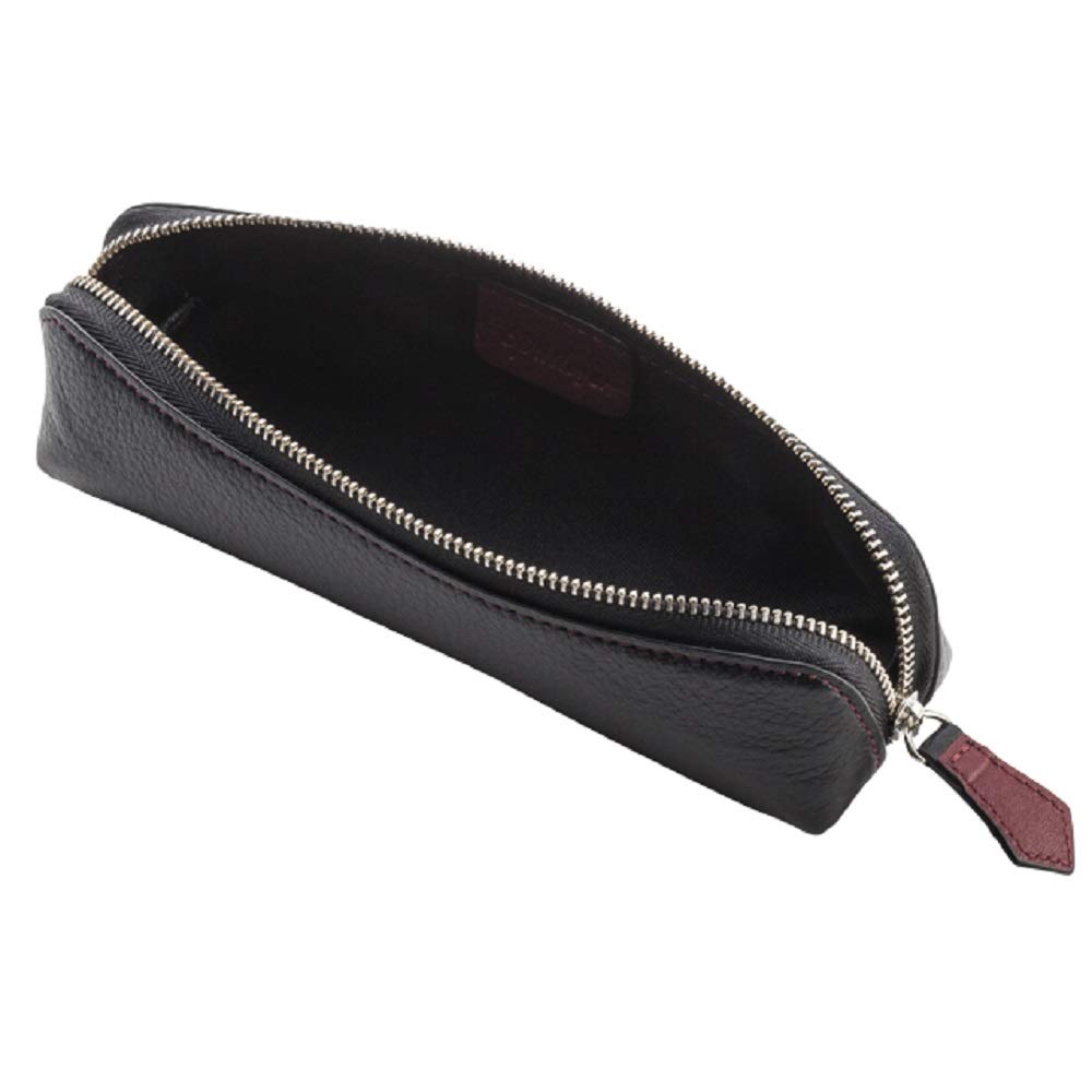 SPAD YAK Leather Pencil Case Zipper Black X Wine