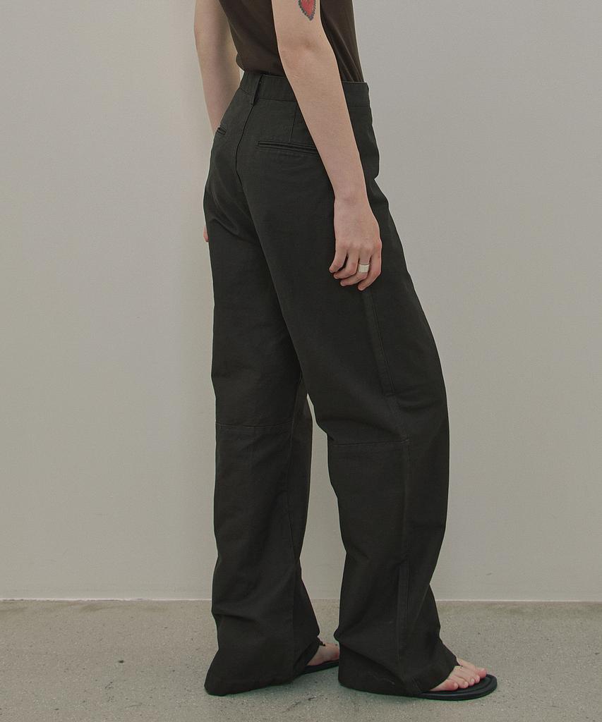 Haebeuaenhaebeu Hyde Line Wide Cotton Pants_Charcoal Brown