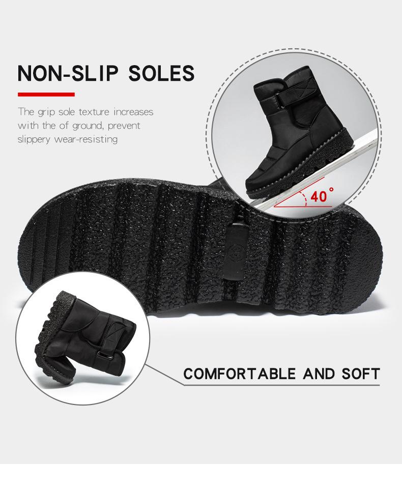 Women's Waterproof Velcro Snow Boots, Size 44, Casual Warm Winter Footwear