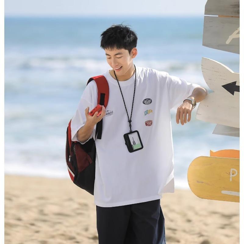 

Мужская летняя повседневная футболка с коротким рукавом и круглым вырезом в американском ретро-стиле 3XL