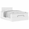 Cadre de lit ottoman - 120x200 cm - Similicuir blanc - Rangement sous le lit - Surmatelas confortable