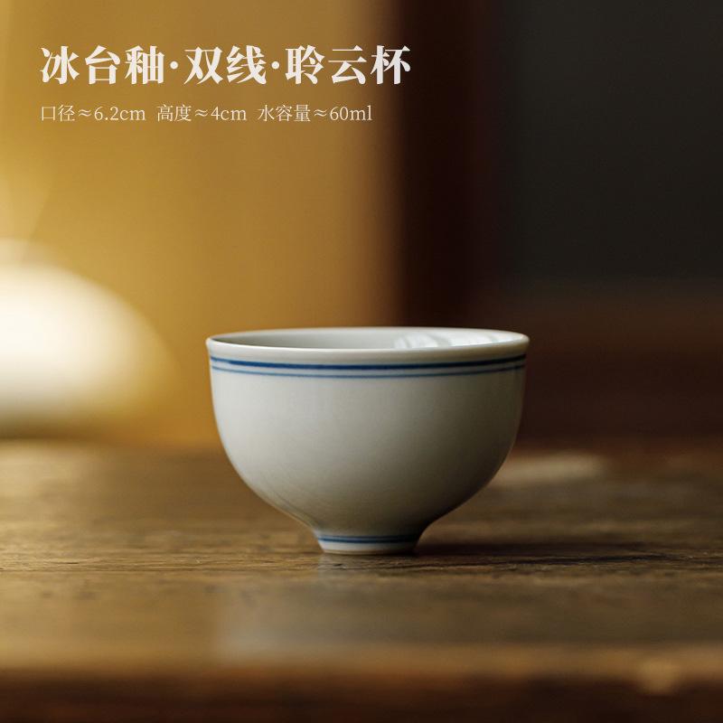 

2pc/lot Ice Platform Glaze Double Line Teacup Tea Bowl Tea Cup Set Tea-tasting Fragrance Cup Chazhan Master Cups Teaset 60ml As Your Choose