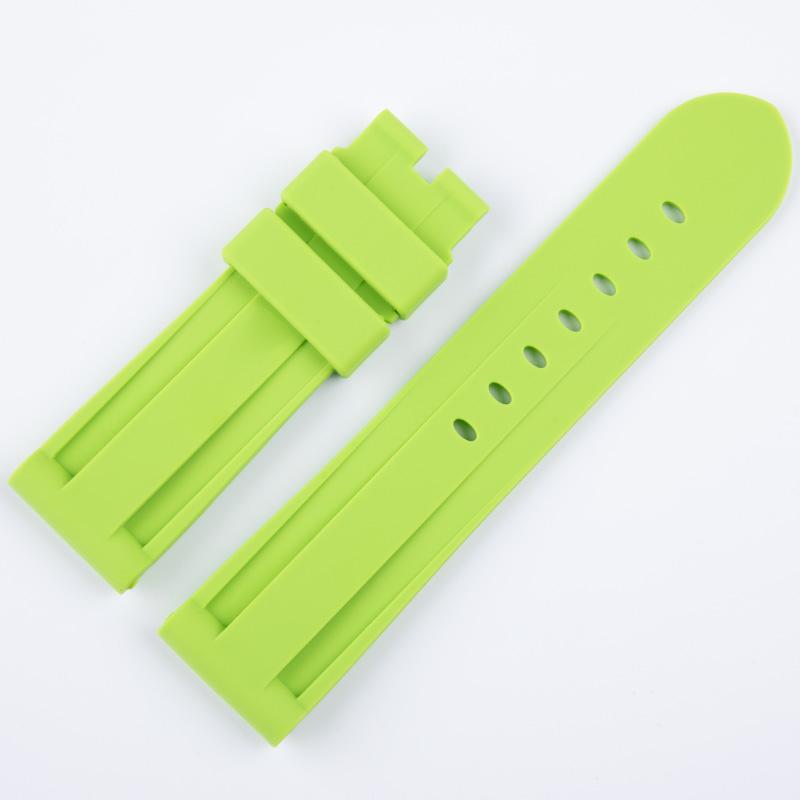 22/24/26mm Grün Blau Rot Braun Wasserdichtes Weiches Silikon Uhrenarmband Für Panerai Armband Für PAM441 111 Armband Mit Edelstahlstift
