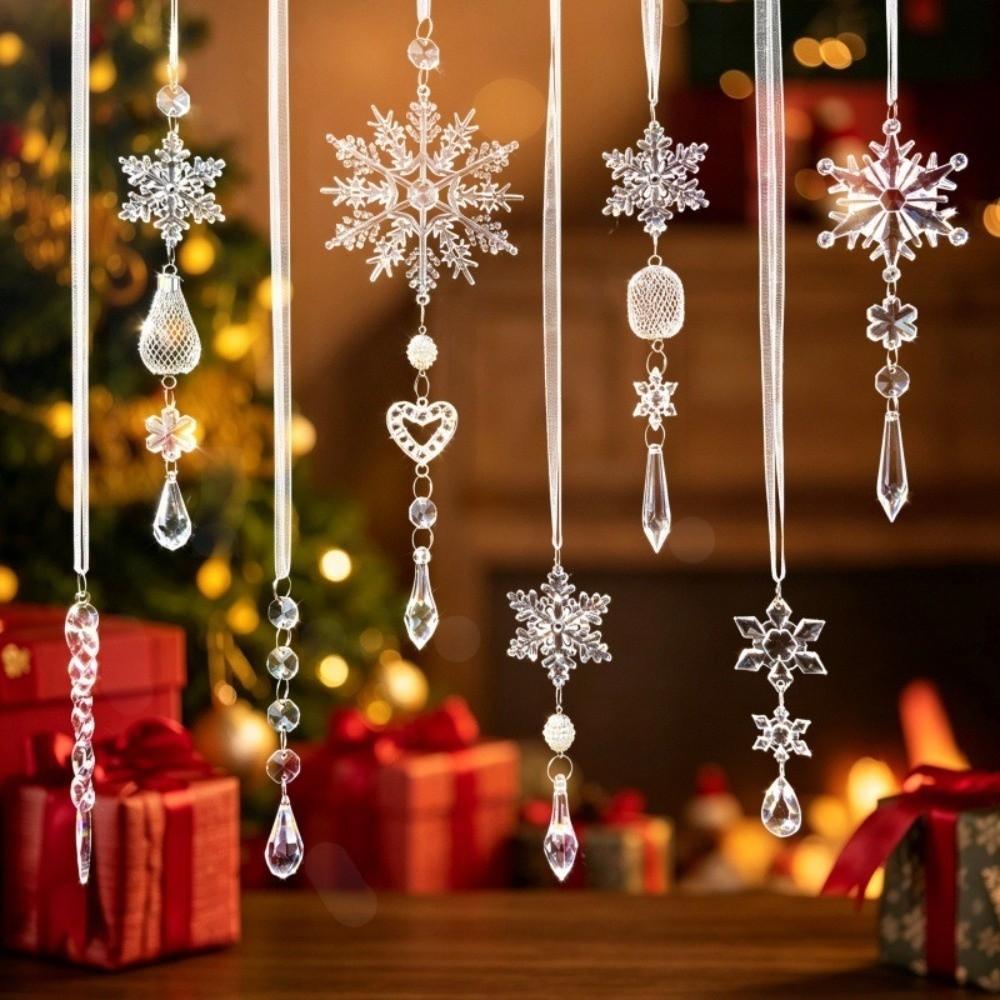 21pcs Acrylic Hanging Christmas Ornaments Transparent Christmas Decorations Holiday Home Decor
