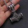 Scandinavian Pendant Punk Necklace for Men Thor Hammer Mjolnir Viking Amulet Hammer  Norse Jewelry Metal Chain Pendant Jewelry