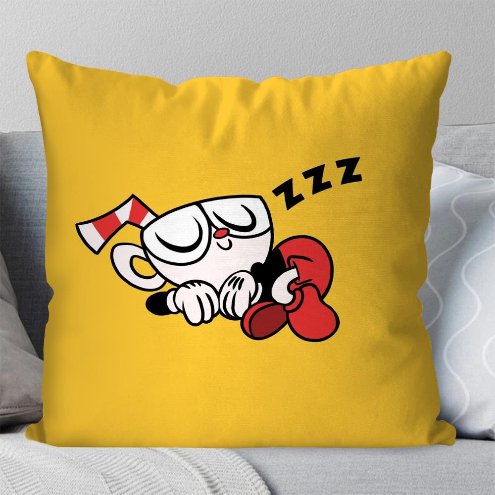C-Cuperhead Animated Adventure Game Pillow Case Square Pillow Bedroom Sofa Leisure Comfort Car Living Room Home Decoration 40X40
