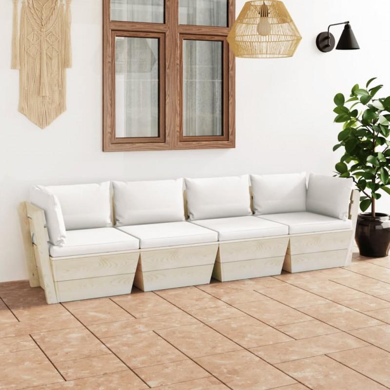 Day and Night - Day and Night 4-seater Garden Pallet Sofa with Fir Wood Cushions