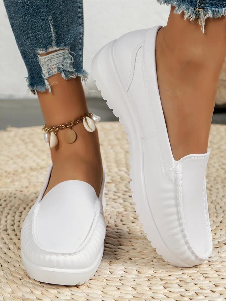 Autumn Nurse Shoes Women Comfortable Soft Sole Breathable Non-slip Flat Heel Thick Sole Work Small White Single Shoes