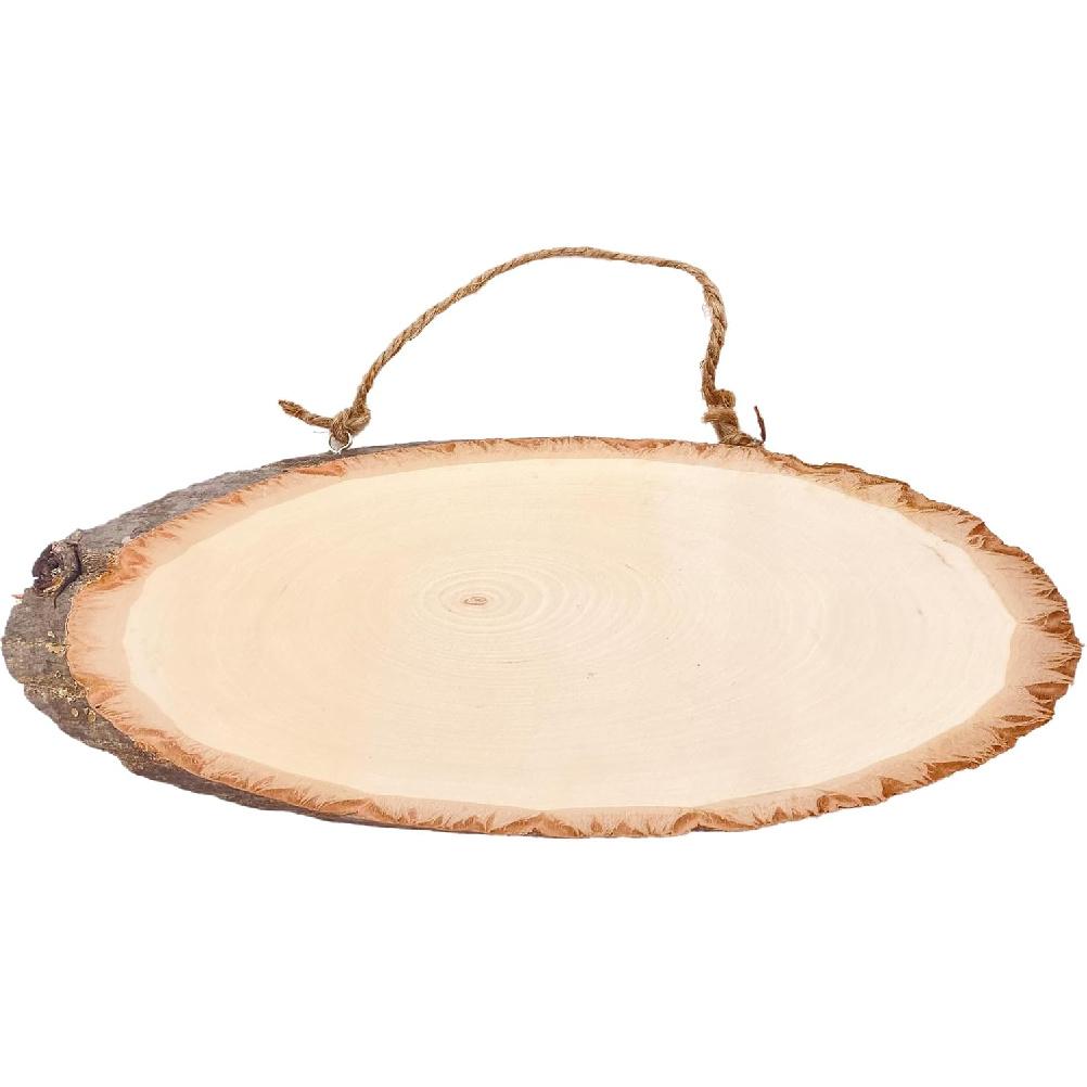 6 Pack 13 Inch Oval Wood Slice Basswood Plaque Hanging Signs for Burning Painting Crafts