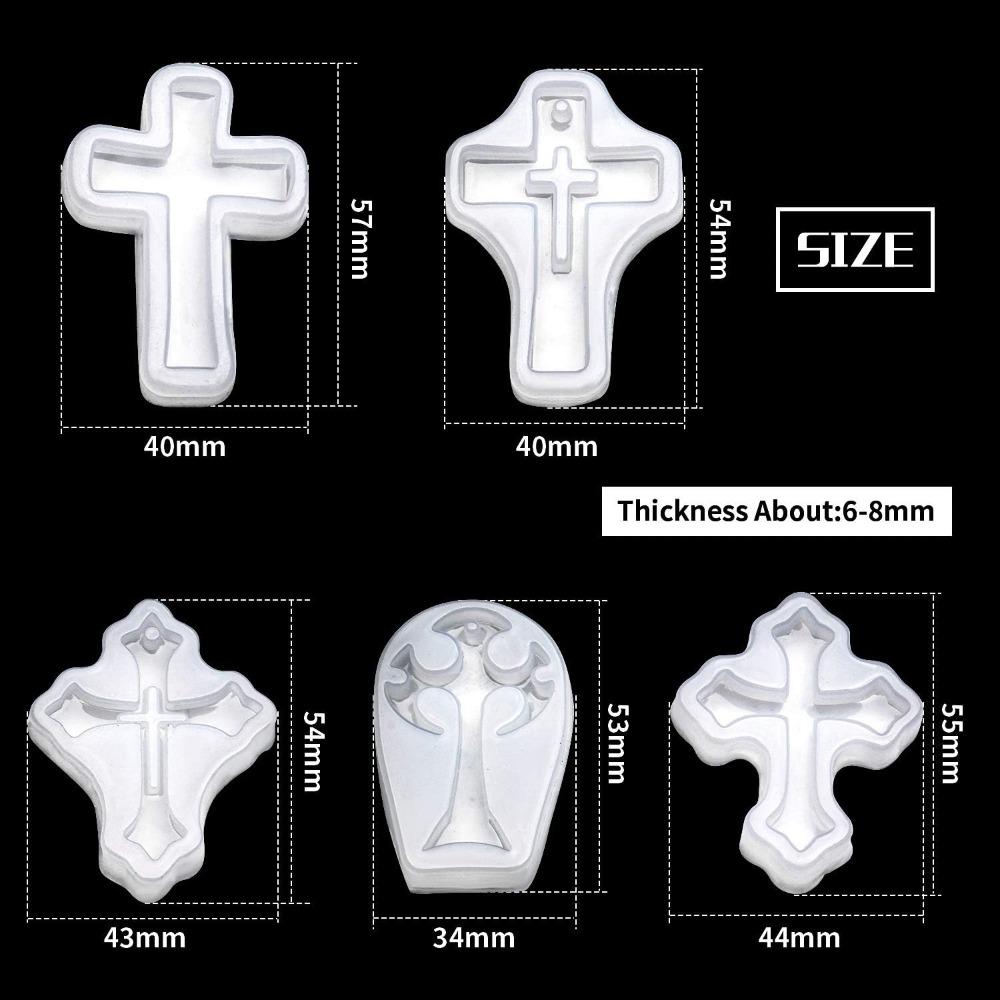 5pcs White Silicone Molds Set Silicone Cross Shape Silicone  Jewelry Making