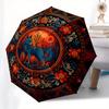 Bohemian Wolf Mandala Rug: Vibrant Floral Design for Your Home DecorUmbrella, Portable 3-Fold Compact Umbrella for Men & Women Gift