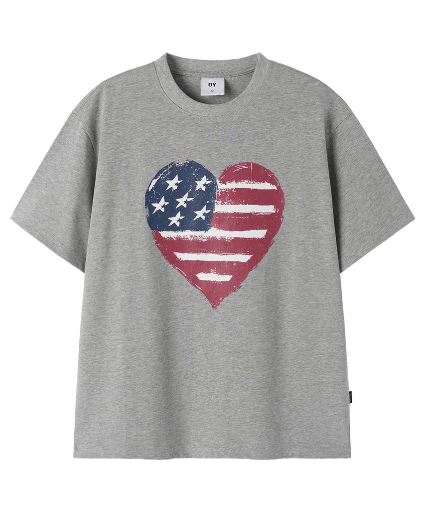 Opeunyadeu(Owai) American Heart Print Tee - Melange