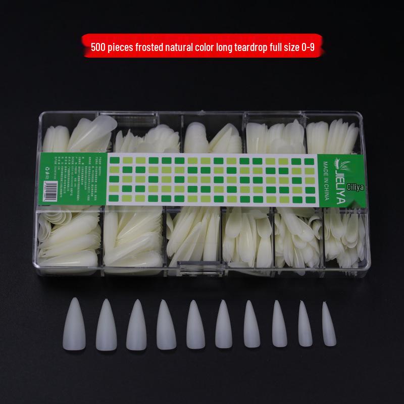 Nails Jieliya Frosted Transparent Nail Tips 500 Pieces - Natural Color, Super Thin, Traceless, Full & Half Cover, Free to File.