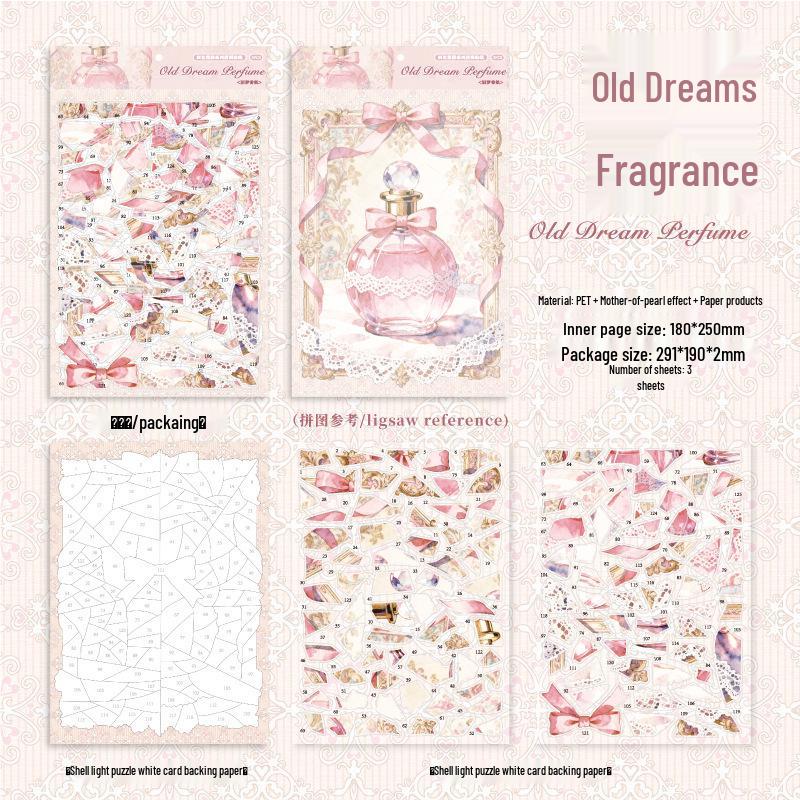 

Retro Memory Roaming Series Puzzle Stickers: Vintage DIY Shell Light Decorations in 3 Styles
