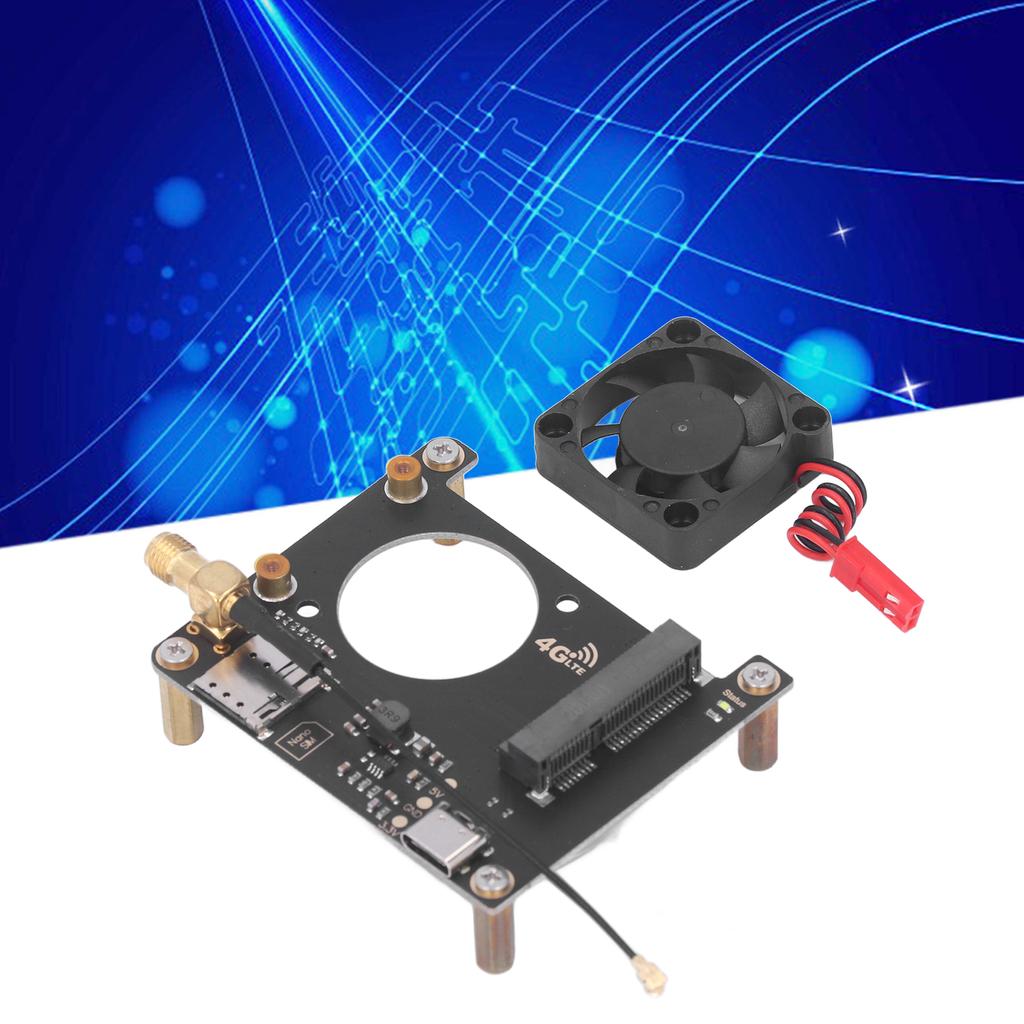 LTE 4G 3G Expansion Board Data Transmission HAT Module with Cooling Fan for Raspberry Pi 4B 3B