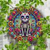Mexican Sugar Skull Cat Metal Wall Art Gothic Home Decor Aluminum Sign Kitchen Bedroom Office 8x8 Inches
