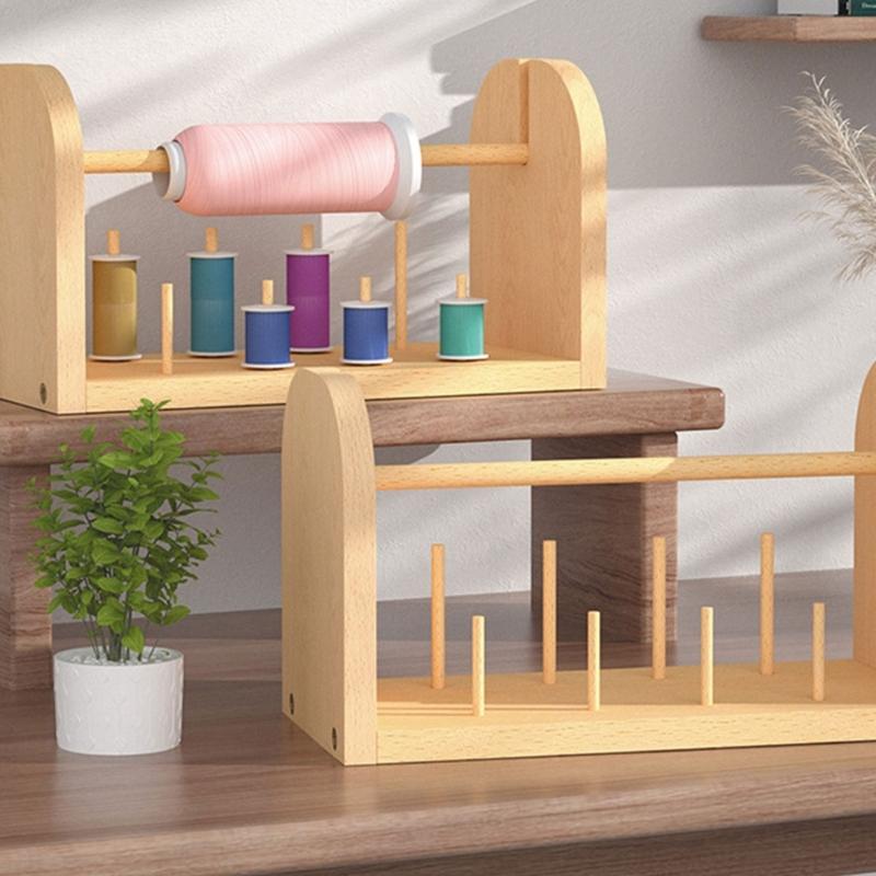 Wood Thread Holder 9 Spool Thread Spool Holder Embroidery Thread Organizers Sewing Thread Storage Stand for Quilting