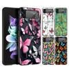 Hard PC Phone Case For Samsung Galaxy Z Flip 7 6 5 4 Black Cover For Galaxy Z Flip 3 Foldable Shockproof Capas Butterfly Design