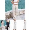 Pantaloni Lunghi da Donna in Lino con Vestibilità Ampia Comoda ed Elegante Taglio Dritto nei Classici Colori Bianco e Nero