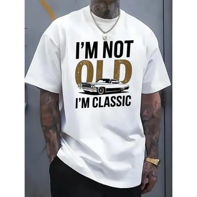 Taglie europee (Non sono vecchio) + (Sono un Classico) T-shirt da Uomo Taglie Forti in Stile Retrò, T-shirt a Tema Classico Americano Retrò