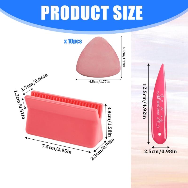 10Pcs Sewing Chalk Set with Sharpener and Fabric Creaser Plastic Bone Folder for Fabric Marking Tailoring Dressmaking