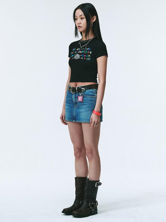 ASIF CALIE Discoball Crop Tshirt Black