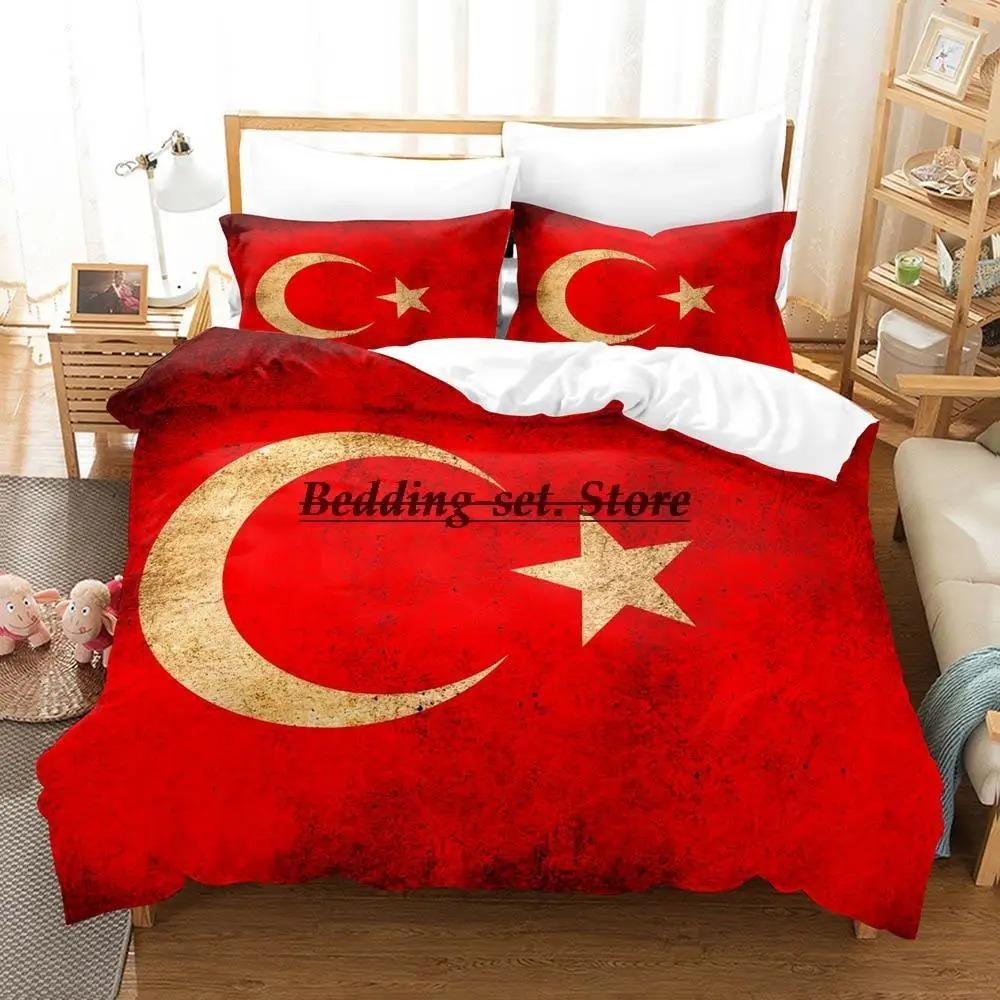 

Turkey Flag Bedding Set Single Twin Full Queen King Size Bed Set Aldult Kid Bedroom Duvetcover Sets 3D Print Anime Bed Sheet Set 70x133cm 2pcs